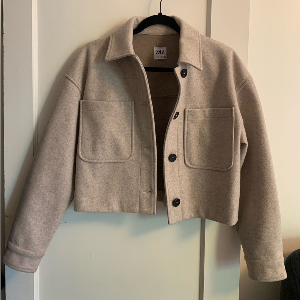 Beige Zara Cropped Jacket in XS